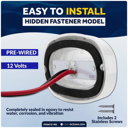 Oval LED Surface-Mount Courtesy / Accent Light, Cool White, 12V, 2-Pack - FO3672-M2 - Five Oceans