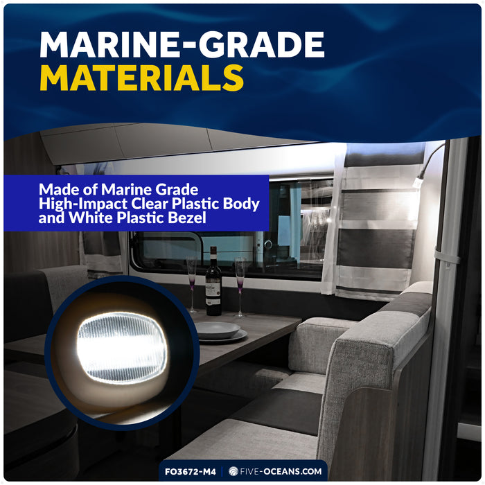 Oval LED Surface-Mount Courtesy / Accent Light, Cool White, 12V, 4-Pack - FO3672-M4 - Five Oceans