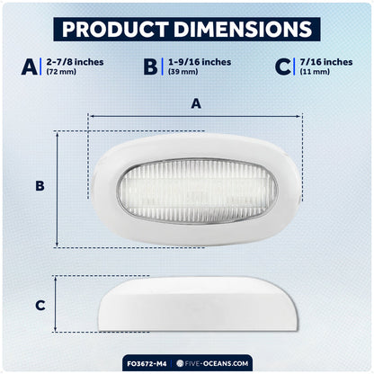 Oval LED Surface-Mount Courtesy / Accent Light, Cool White, 12V, 4-Pack - FO3672-M4 - Five Oceans