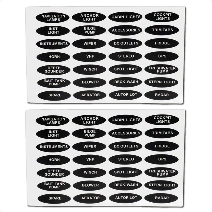 Oval Switch Panel Labels, 28 Pieces Per Sheet, 2-Pack - FO3929-M2 - Five Oceans