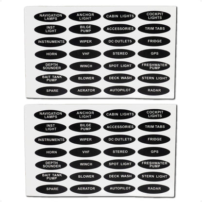 Oval Switch Panel Labels, 28 Pieces Per Sheet, 2-Pack - FO3929-M2 - Five Oceans