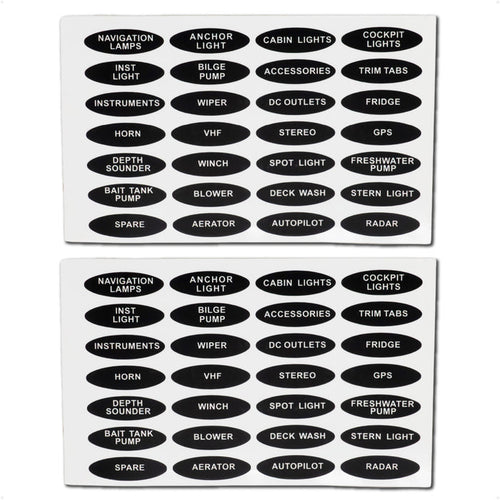 Oval Switch Panel Labels, 28 Pieces Per Sheet, 2-Pack - FO3929-M2 - Five Oceans