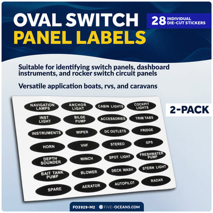 Oval Switch Panel Labels, 28 Pieces Per Sheet, 2-Pack - FO3929-M2 - Five Oceans
