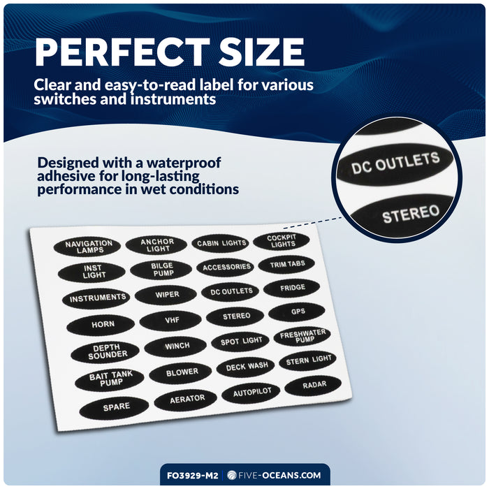 Oval Switch Panel Labels, 28 Pieces Per Sheet, 2-Pack - FO3929-M2 - Five Oceans