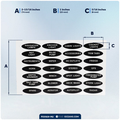 Oval Switch Panel Labels, 28 Pieces Per Sheet, 2-Pack - FO3929-M2 - Five Oceans