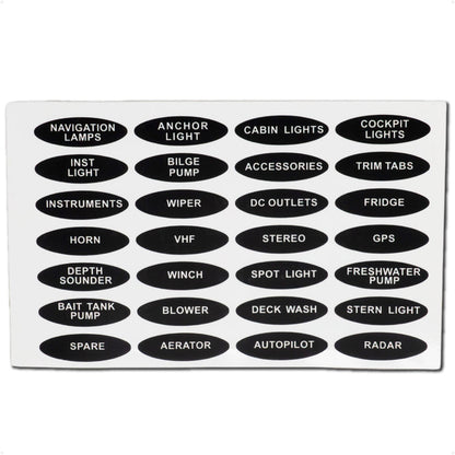 Oval Switch Panel Labels, 28 Pieces Per Sheet - FO3929 - Five Oceans