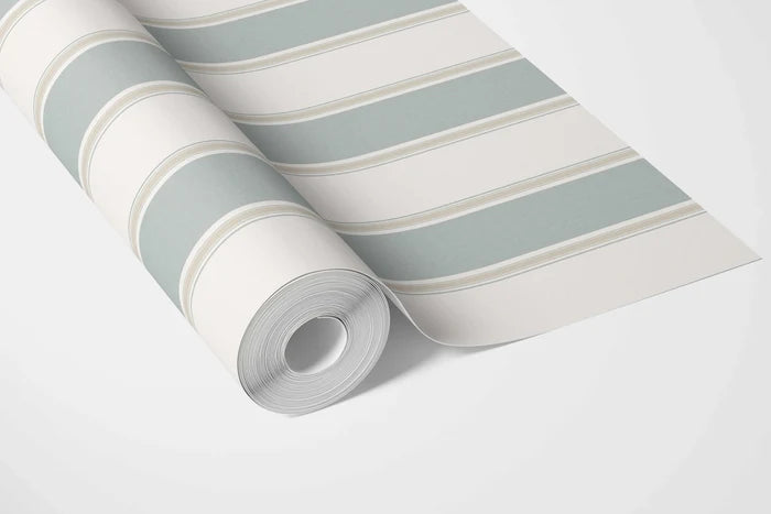 Geometric Striped Bathroom Wallpaper (Mint Green/ Grey)