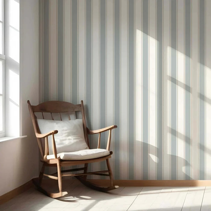 Geometric Striped Nursery Wallpaper (Mint Green/ Grey)