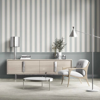Geometric Striped Shower Toilet Wallpaper (Mint Green/ Grey)
