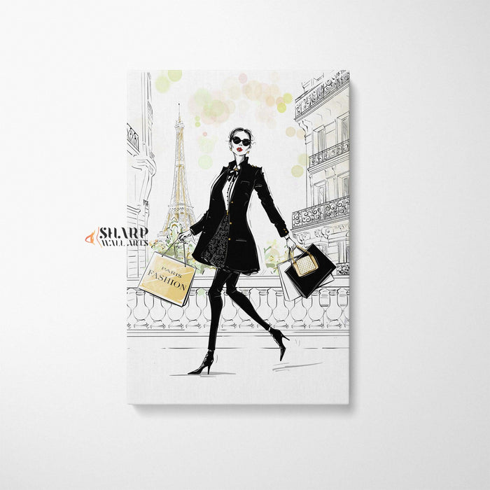 Paris Shopping Fashion - Wall Art Canvas - SharpWallArts