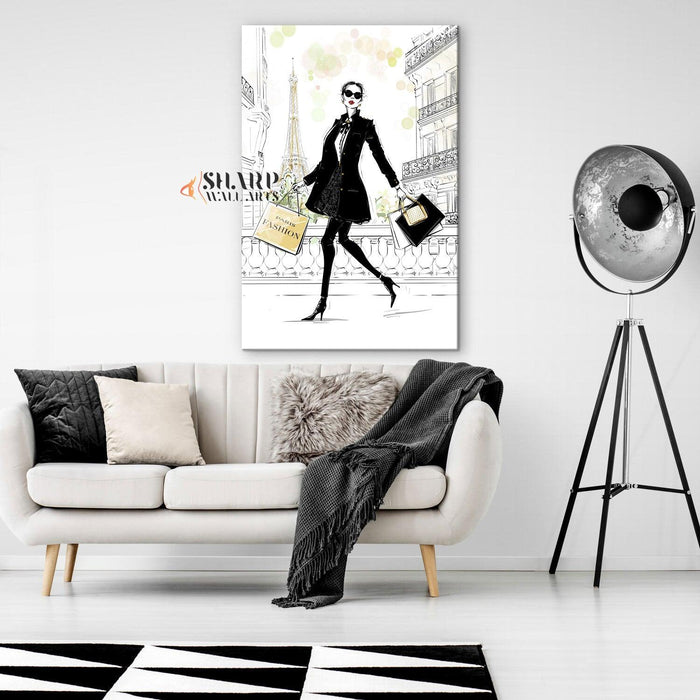 Paris Shopping Fashion - Wall Art Canvas - SharpWallArts