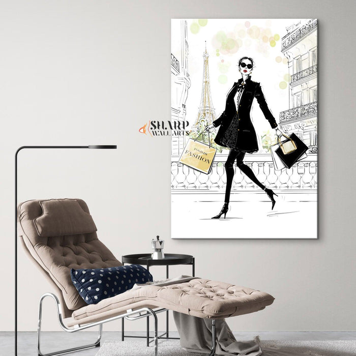 Paris Shopping Fashion - Wall Art Canvas - SharpWallArts