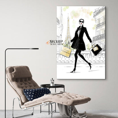 Paris Shopping Fashion - Wall Art Canvas - SharpWallArts