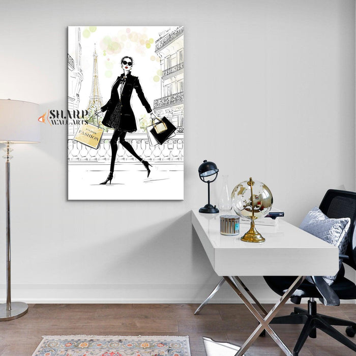 Paris Shopping Fashion - Wall Art Canvas - SharpWallArts