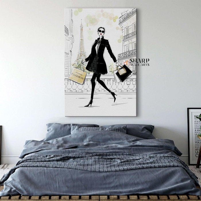 Paris Shopping Fashion - Wall Art Canvas - SharpWallArts