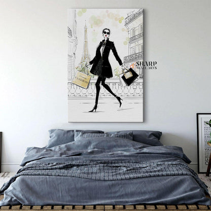 Paris Shopping Fashion - Wall Art Canvas - SharpWallArts