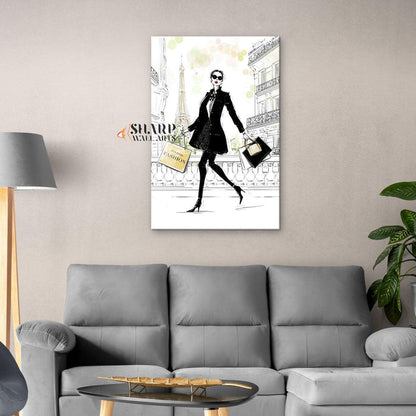 Paris Shopping Fashion - Wall Art Canvas - SharpWallArts