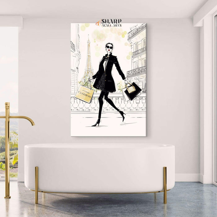 Paris Shopping Fashion - Wall Art Canvas - SharpWallArts