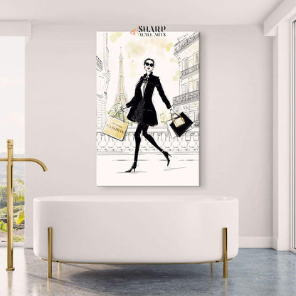 Paris Shopping Fashion - Wall Art Canvas - SharpWallArts