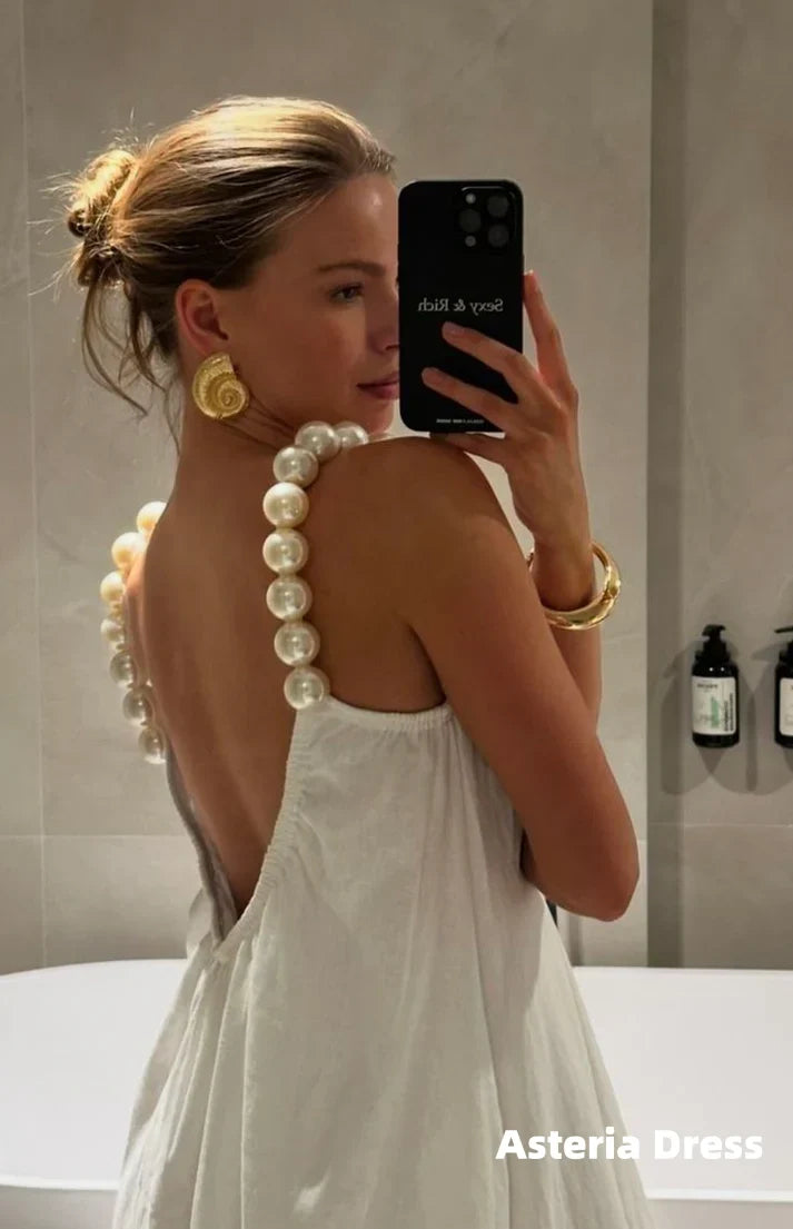 Pearl White A-line Simple Party Dresses Holiday Dress, AST2322