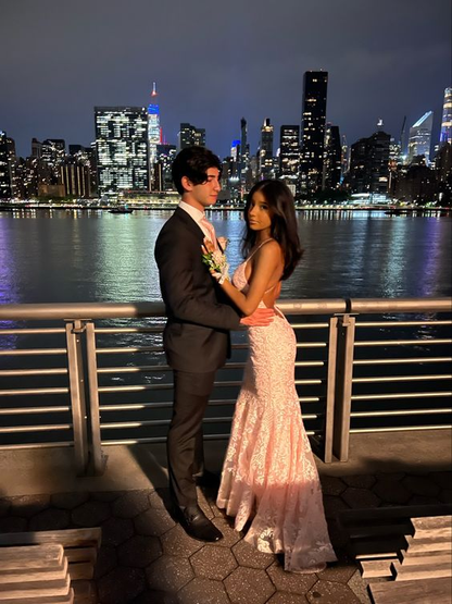 Pink Backless Mermaid Graduation Prom Dress Evening Party Dress