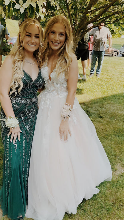 Pink Floral Evening Formal Dress, Long Party Prom Gown, AST1538