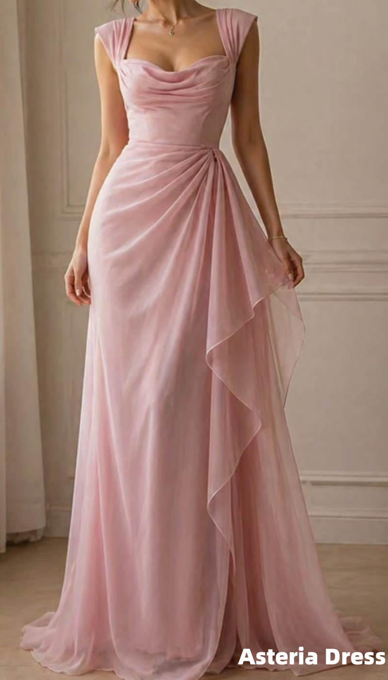 Pink Mermaid Chiffon Long Prom Dresses Sweetheart Formal Party Dress