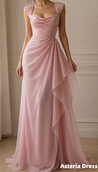 Pink Mermaid Chiffon Long Prom Dresses Sweetheart Formal Party Dress