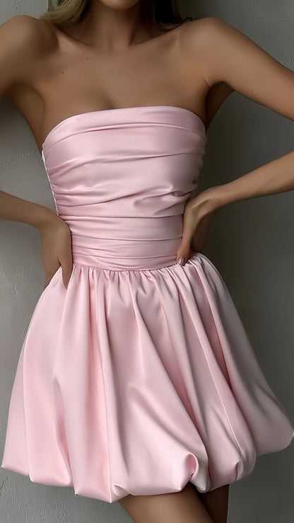 Pink Strapless Homecoming Dresses Short Prom Dresses A-line Hoco Dresses Back To School Dress,AST1990