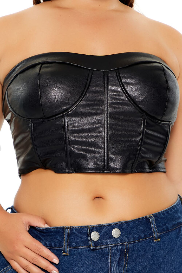 Plus Size Faux Leather Tube Top
