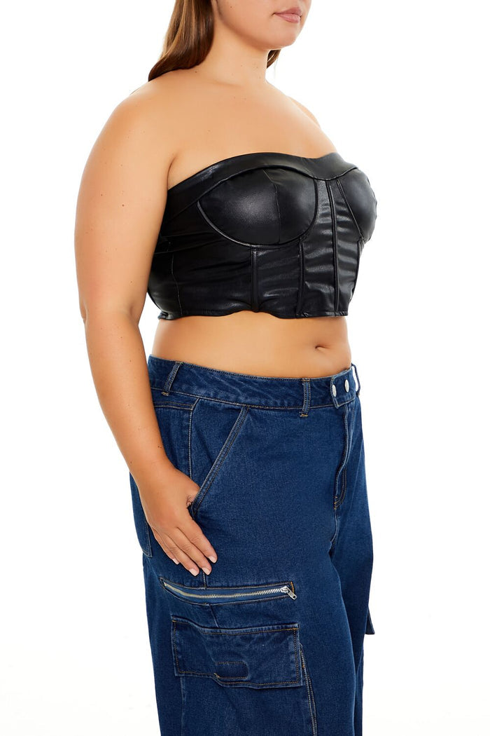 Plus Size Faux Leather Tube Top