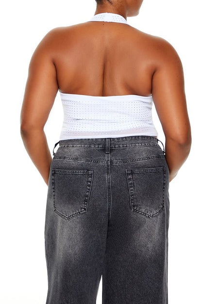 Plus Size Rhinestone Halter Top