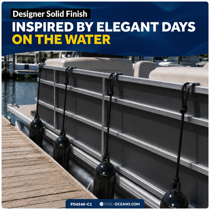 Pontoon Docking Kit - 6.5" x 23" Black Fenders with Dock Lines & Fender Clips, 4-Pack