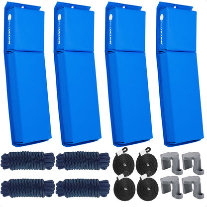 Pontoon Docking Kit - Blue Flat Fenders with Dock Lines & Fender Clips, 4-Pack - FO4680-C1 - Five Oceans