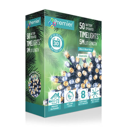 Premier Battery Operated Christmas Lights – Warm White/Cool White LED String Lights