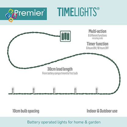 Premier Battery Operated Christmas Lights – Warm White/Cool White LED String Lights