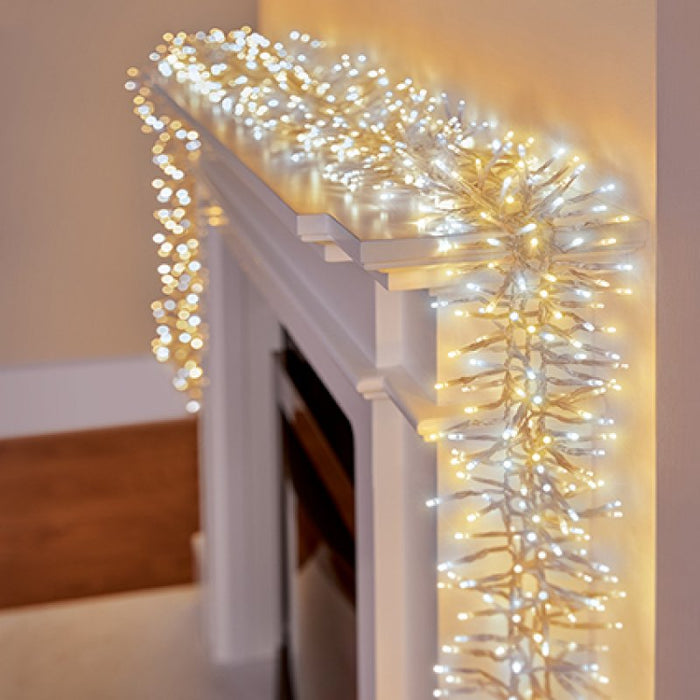 Premier Plug In Christmas Lights (Mains Powered) – Warm White/Cool White LED Cluster String Lights – Clear Cable