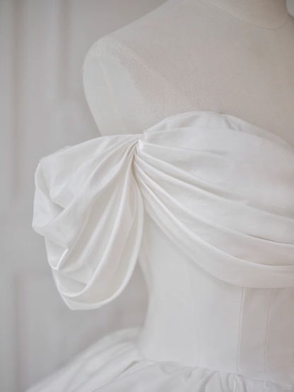Princess Ball Gown Off The Shoulder Satin Long Wedding Dresses
