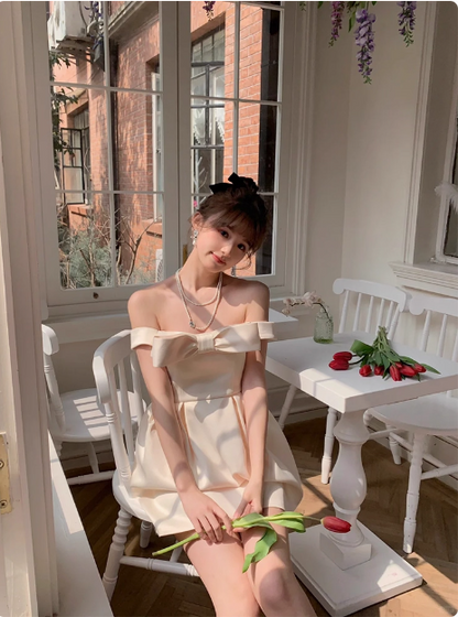 Princess Bow Satin One Shoulder Birthday Dress Homecoming Dress