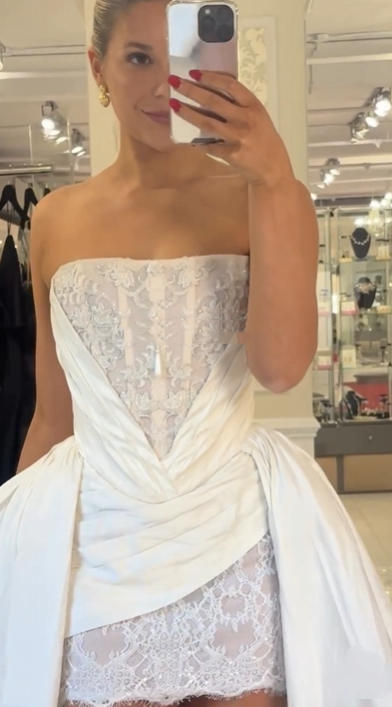 Princess Luxury White Satin Lace A-Line 17th Birthday Homecoming Dress