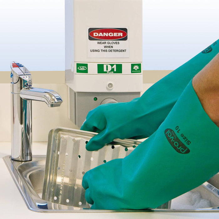 Proval Nitrile 46's Elbow Length Heavy Duty Green Nitrile Glove