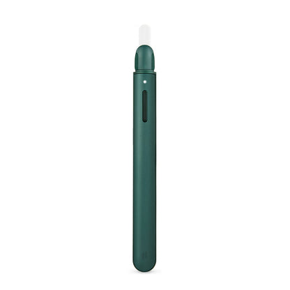 Puffco Hot Knife in dark green with a white ceramic tip, featuring a button and battery indicator.