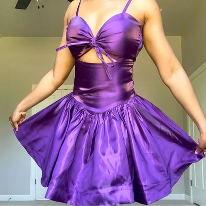 Purple A-line Homecoming Dress Spaghetti Straps Mini Party Dress,AST1901
