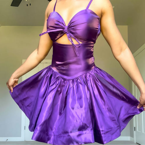 Purple A-line Homecoming Dress Spaghetti Straps Mini Party Dress,AST1901