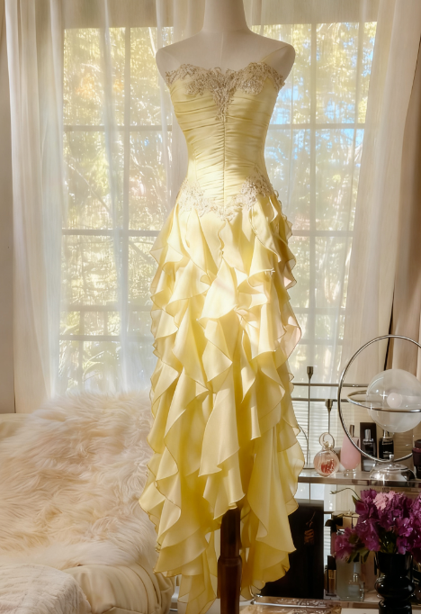Purple Elegant Strapless Chiffon Applique Long Tiered Prom Dresses Backless Party Dresses