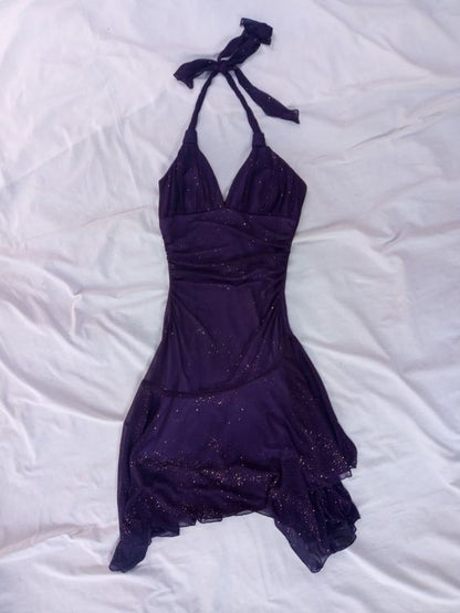 Purple V Neck Short Prom Dresses, Short Formal Homecoming Dresses