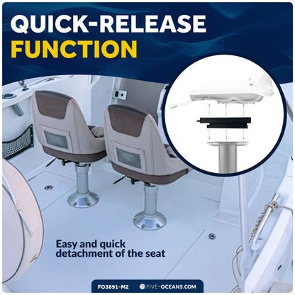 Quick-Release Seat Swivel, 2-Piece Removable, ABS Plastic, 2-Pack - FO3891-M2 - Five Oceans