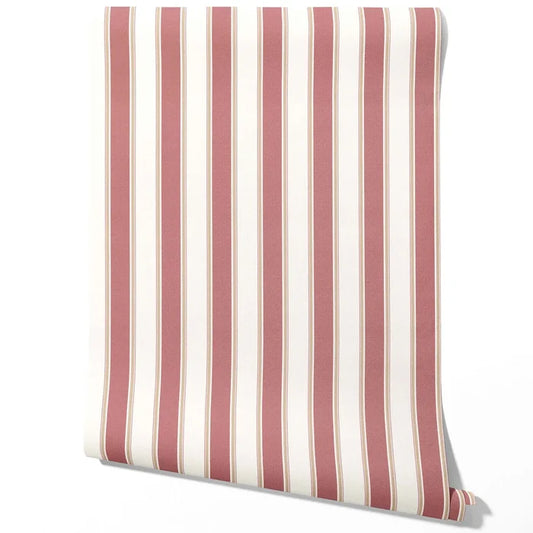 Geometric Striped Traditional Wallpaper (Pastel Pink)