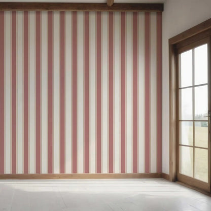 Geometric Striped Bedroom Wallpaper (Pastel Pink)