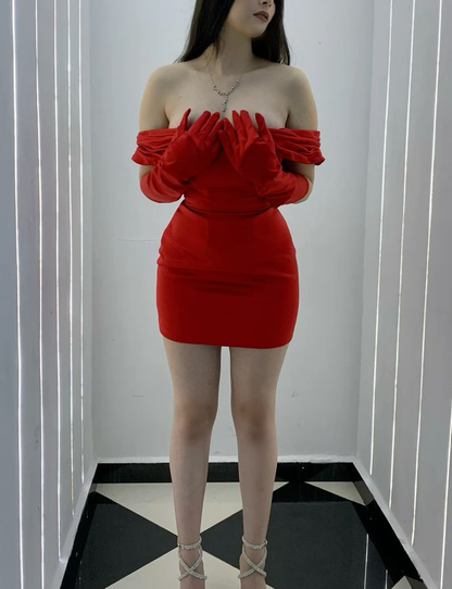 Red Off The Shoulder Homecoming Dress Short Prom Party Gown